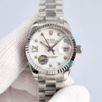 Swiss Rolex Presidential Replica Datejust Watch Stainless Steel White MOP Dial Ladies 28MM